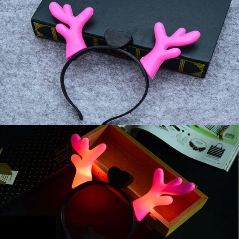 LED Reindeer Antler Headband Light up Deer Horns Hair Hoop