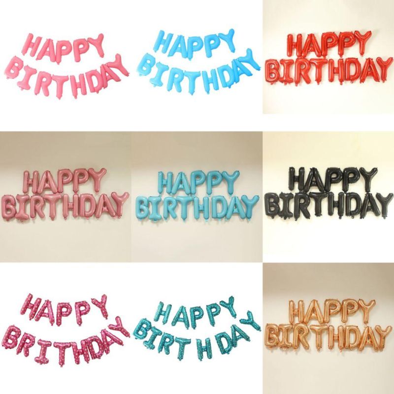 16 Inch "Happy Birthday" Letters Foil Helium Alphabet Party Balloons Banner Set