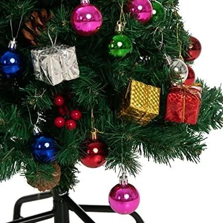 DIY Christmas Tree 2.5FT with Decorating Kits and 100counts of String Lights, Prelit Artificial Christmas Tree Decorations for Outdoor/Indoor Decor