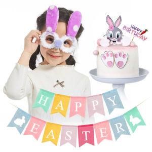 Easter Carnival Swallowtail Banner Cake Card Ears Glasses Theme Party Props