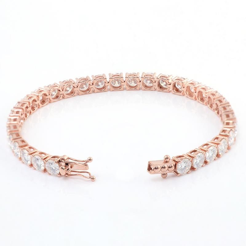 4mm Diamond Jewelry Custom 14K Rose Gold Synthetic Moissanite Bracelet