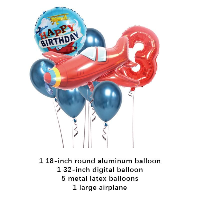 Happy Birthday Red Airplane Number Foil Balloon Wholesale Metallic Balloons