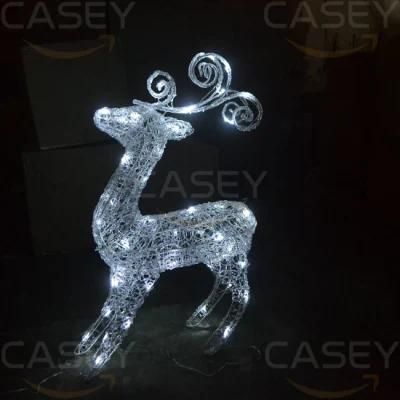 2022 New Design Outdoor Christmas Ecorations 3D Structure Deer LED Motif Lighting