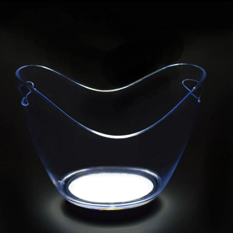 LED Transparent Plastic Acrylic LED Charging Colorful Ice Bucket