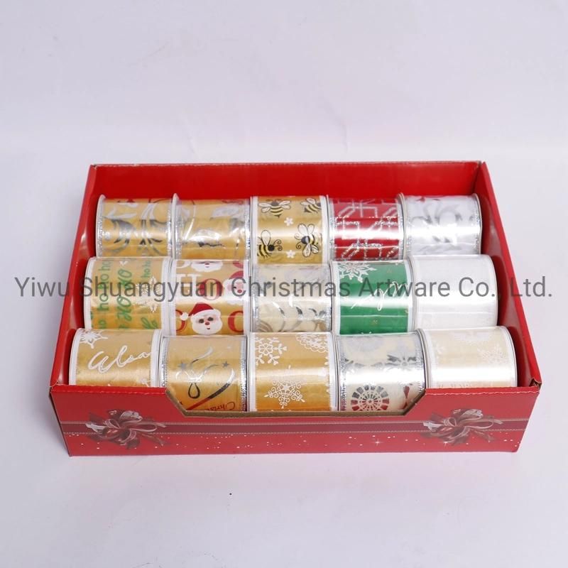 Christmas Ribbon Decor for Holiday Wedding Party Decoration Supplies Hook Ornament Craft Gifts