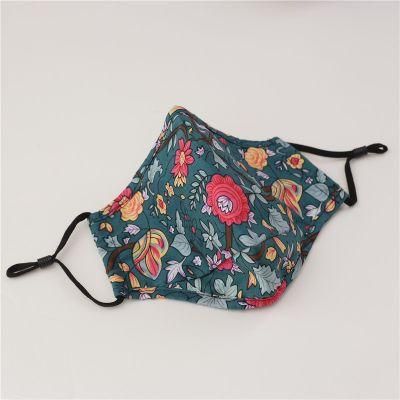 Custom Fashion 2 Layer Polyester Flower Textile Custom Face Mask