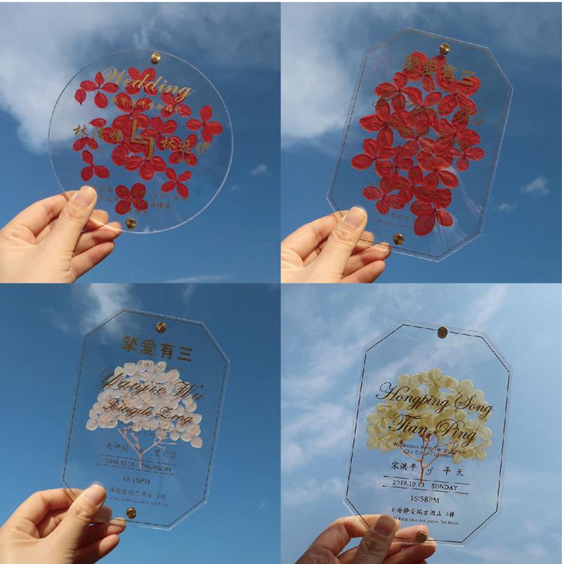 Luxury Wedding Decoration Transparent Acrylic Eternal Flower Wedding Invitation Personality Invitation