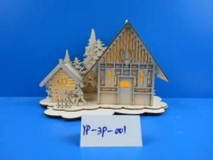 LED Christmas Crafts Wood House