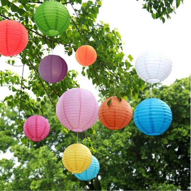 Factory Low Price Hot Sale Christmas, New Year, Wedding, Birthday Party Decoration, Round Steel Wire Folding Paper Lantern Cheap Decoration