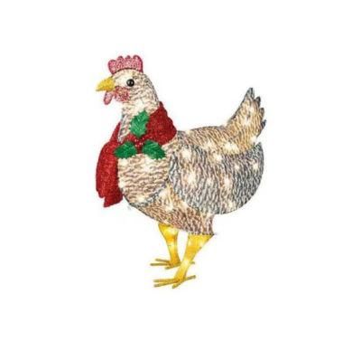 Light-up Chicken with Scarf LED Christmas Outdoor Xmas Decorations for Garden Yard