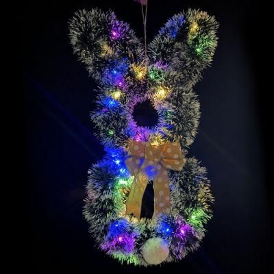 New Easter Products Bow Bow Folding Rabbit Wreath Party Decoration Ornament Pendant Door Ornament Pendant Easter Wreath