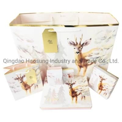 Christmas Elk Gift Paper Box Paper Bag Christmas Eve with Hand Gift Set Packaging Mailer Shipping Bag Cosmetic Beauty Foundation Mailer Box