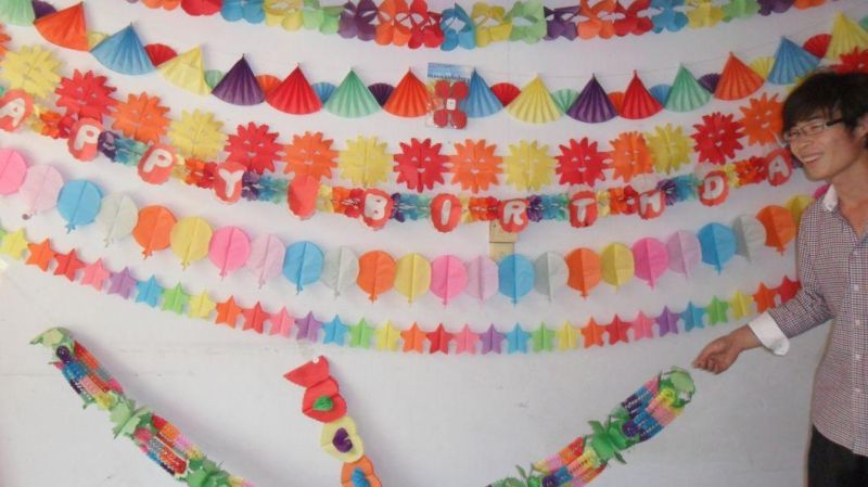 Hanging Honeycomb Round Paper Fans Decoration for Baby Boy Shower