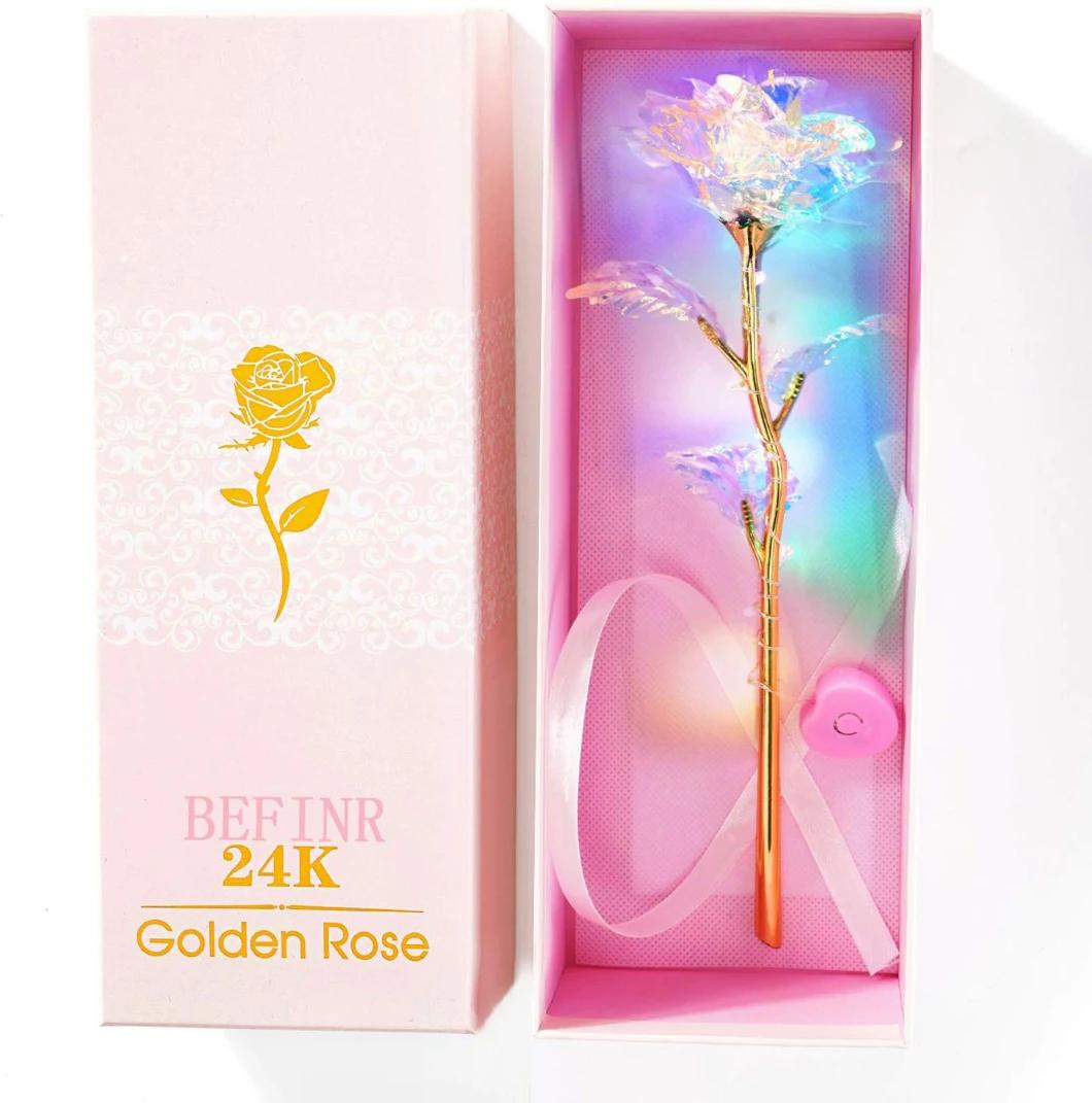24K Colorful Luminous Rose Artificial LED Light Flower