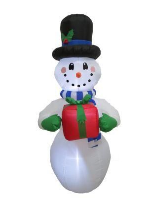 6FT Christmas Inflated Snowman with Gift, Blow up Indoor Outdoor Funny Decoration