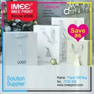 Imee Logo Customized Recycled Printed Fancy White Carboard Coated Art Paper Hand Carry Bag