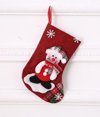 Fancy Christmas Stockings Plush Xmas Santa Snowman 3D Stuffed Socks