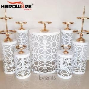 Wedding Event Used Carve White Iron Metal Flower Pillar