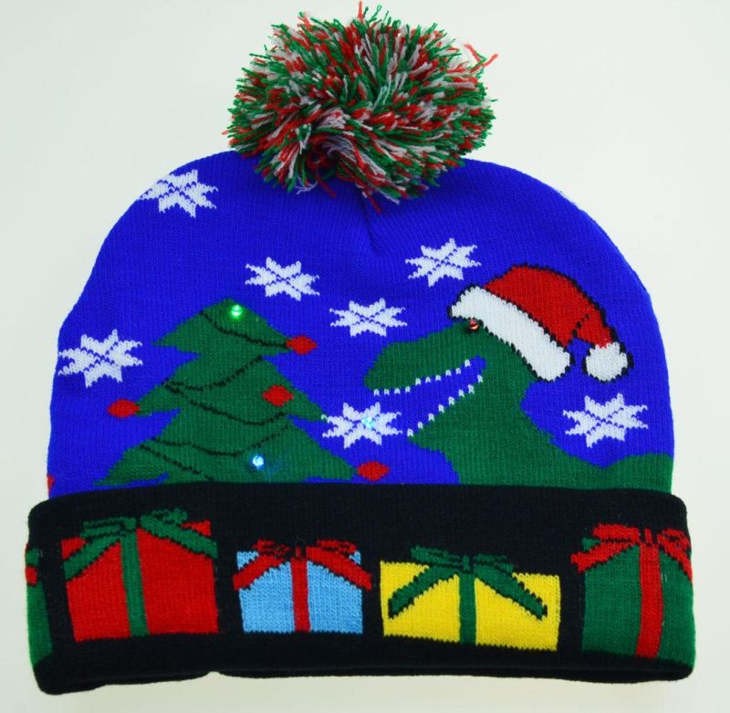 Customized LED Christmas Winter Warmer Knitted Beanie Hats