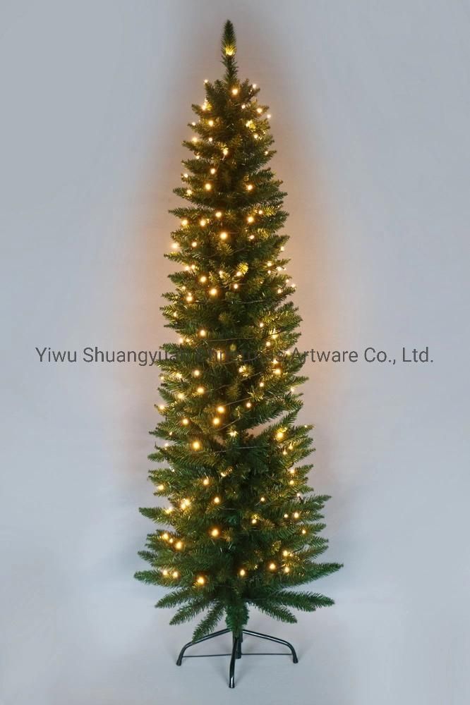 Prelit Green PVC Pencil Tree with Warm White LED