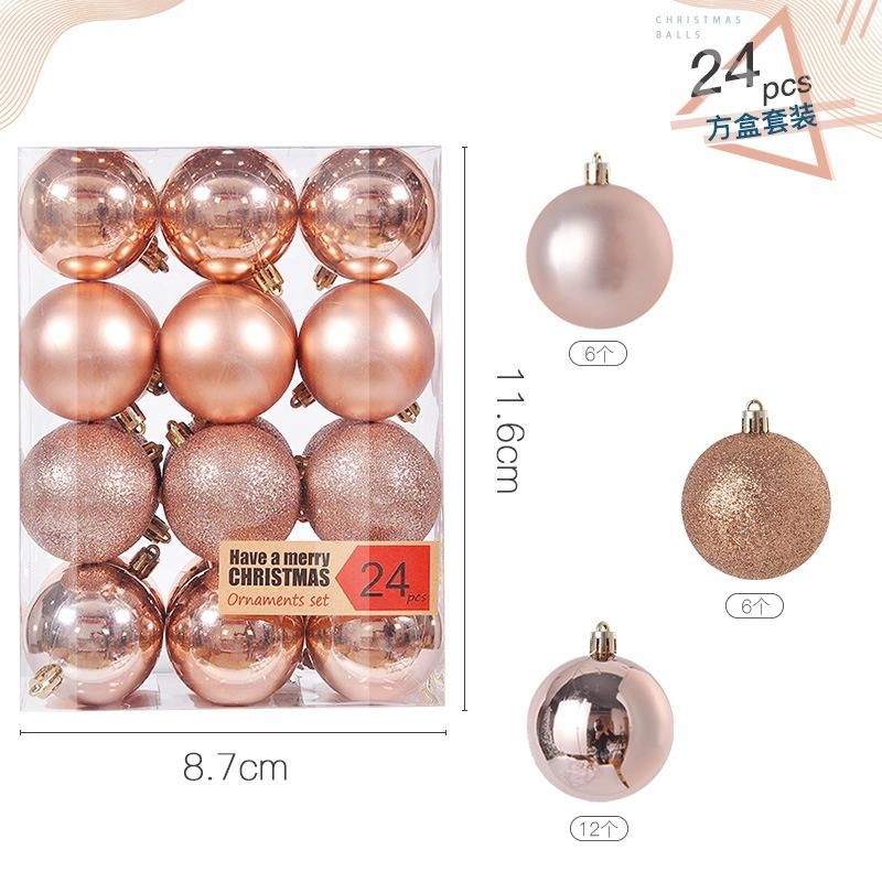 Christmas New Electroplating Plastic Ball 3cm Christmas Tree Pendant Christmas Ball Champagne Ornaments Set