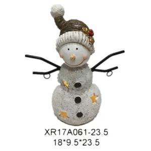 Polyresin Festival Gift Christmas LED Light Snowman Resin Craft