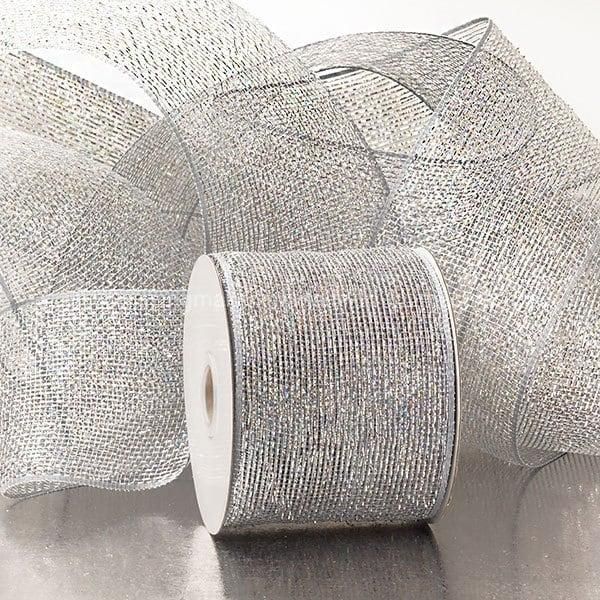 Half Solid Metallic 4′′ Wedding Deco Mesh Ribbons