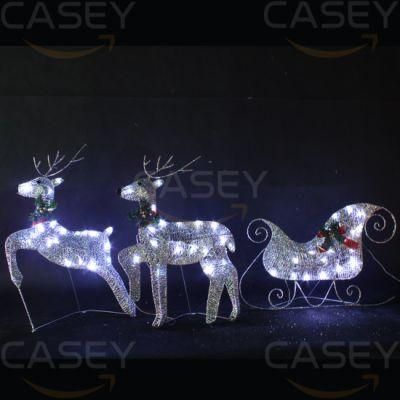Christmas Reindeer Sleighs 3D LED Elk Motif Lights Sculpture Large Deer Christmas Outdoor Decor