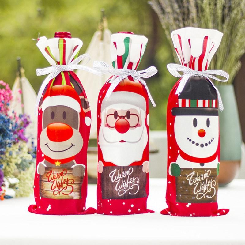 Dinner Party Table Christmas Decorations Santa Claus Wine Bottle Cover