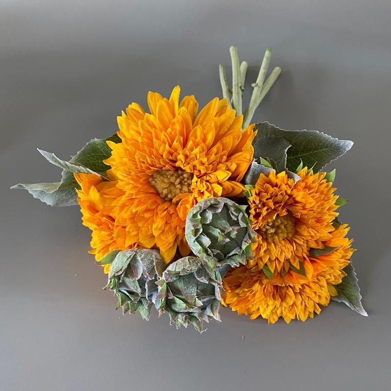 Amazon Hot Sale Sunflower Bouquet Artificial Sunflower Vine for Wedding Party Decoration