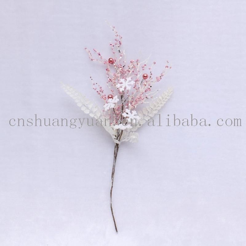 New Design Christmas Shiny Flower Leaf for Holiday Wedding Party Decoration Supplies Hook Ornament Craft Gifts