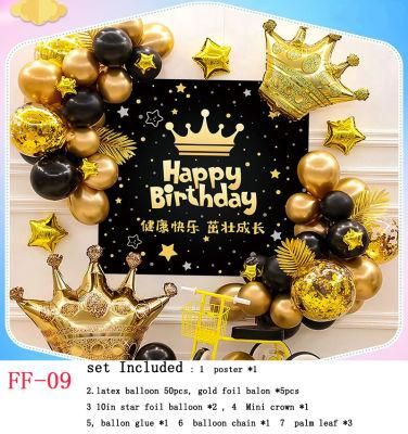 Hot Sales Black and Gold Photogaphy Background Happy Birthday for Men Women Birthday Banner Backdrop Party Decorations