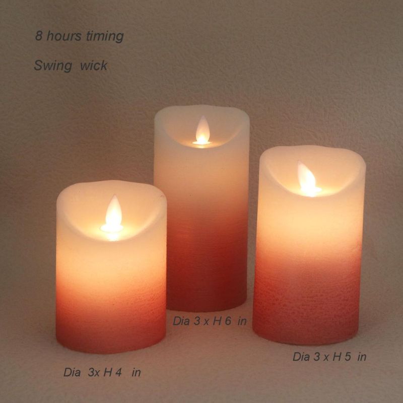 8 Hours Timing LED Light Candle with Swing Wick for Outdoor Decora