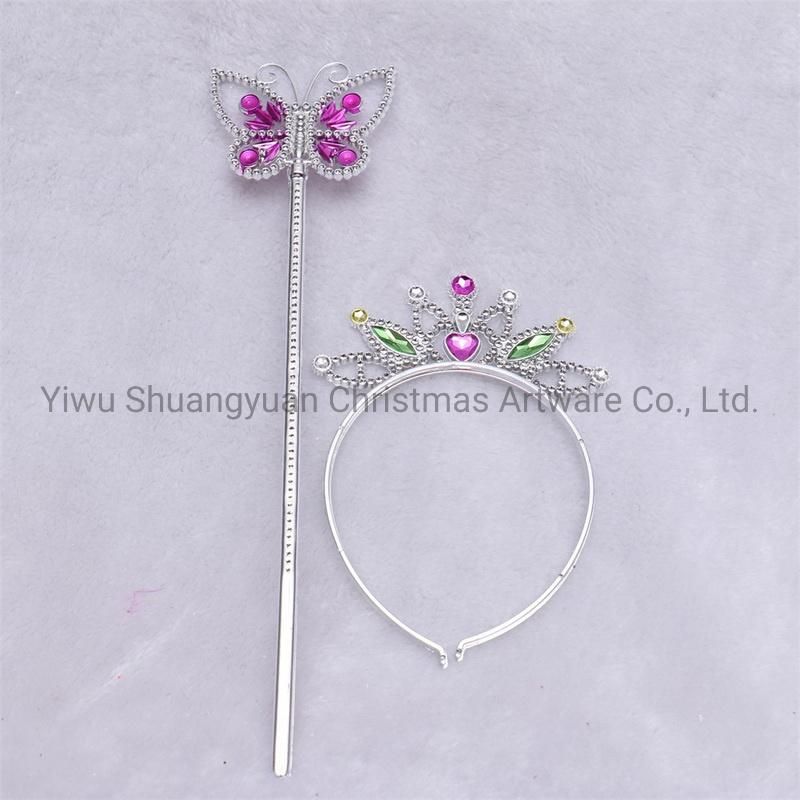 Artificial Christmas Crown and Magic Stick Necklace Supplies Ornament Craft Gifts for Holiday Wedding Party