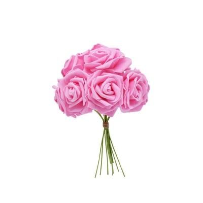 Hot Sale Colorful 8cm Flower Heads PE Foam Roses Box with Thin Iron Stem