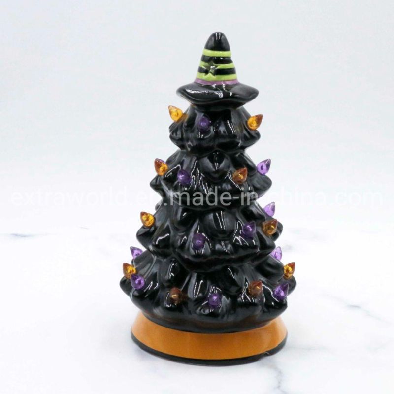 Hand-Painted Ceramic Hallowmas Home Decoration Gift with LED Light