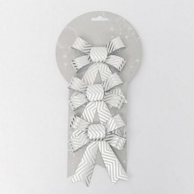 Christmas Bowknot Decoration Craft Silvery Ribbon Bow Christmas Tree Bowknot Handmade Ribbon for Gift Box Wrap and Christmas Decoration