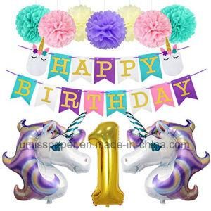 Umiss Paper POM Poms Unicorn Balloon Unicorn Birthday Party Decorations Factory OEM