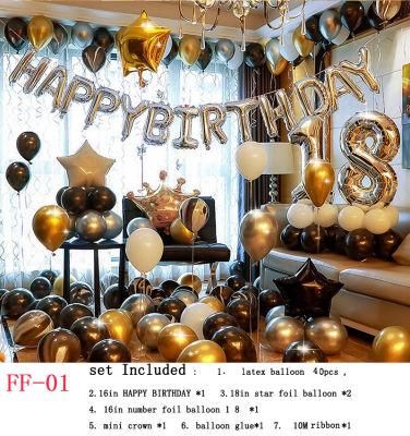Birthday Decorations Men Party Decorations Black and Gold Balloons