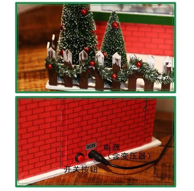 New Shopping Mall Hotel Window Holiday Decorations Decorations Christmas Scene Props Drifting Snow Music Mini Cardboard House Ornaments