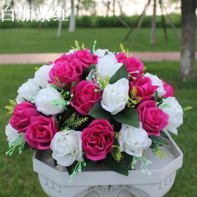 Artificial Flowers Roses, Silk Rose Flowers Plastic Wedding Flowers Ball Arrangement Bouquet Wedding Tables Party Decoration