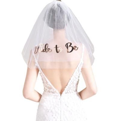 Bride to Be Veil Gold Writings Engagement Decoration Accessories Gift Bachelorette Party Bridal Shower Veil