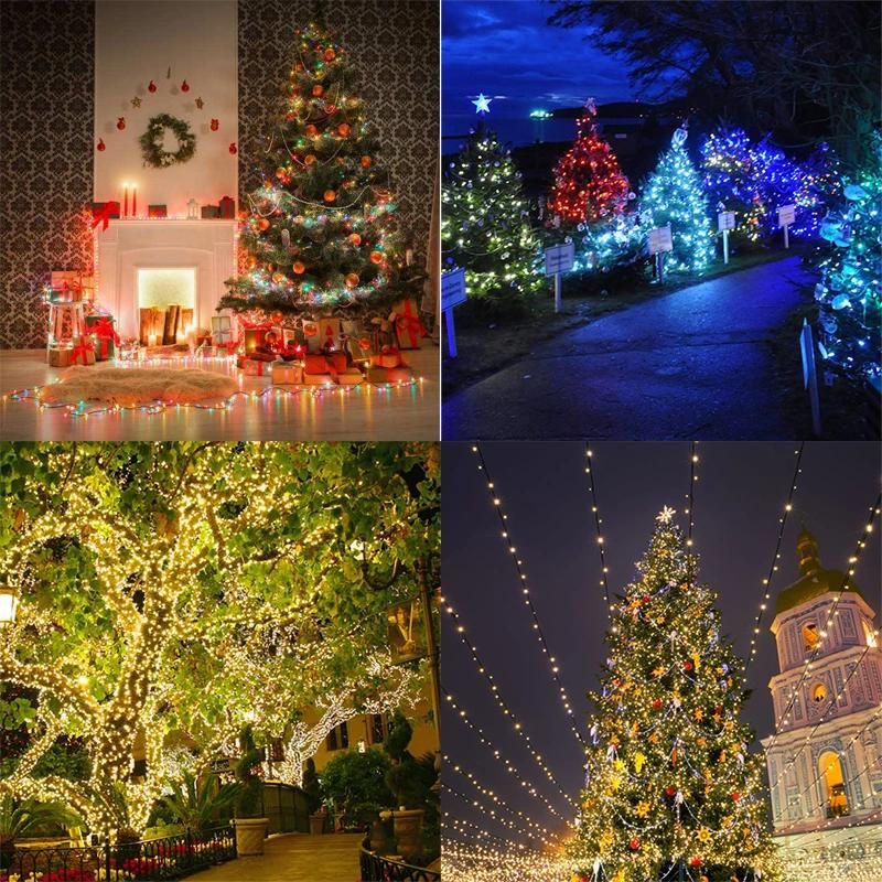 Christmas String Lights, 120 LED 10PCS Santa Fairy Lights, Waterproof Copper Twinkle Light, USB Powered Christmas Hanging Ornaments, Warm White
