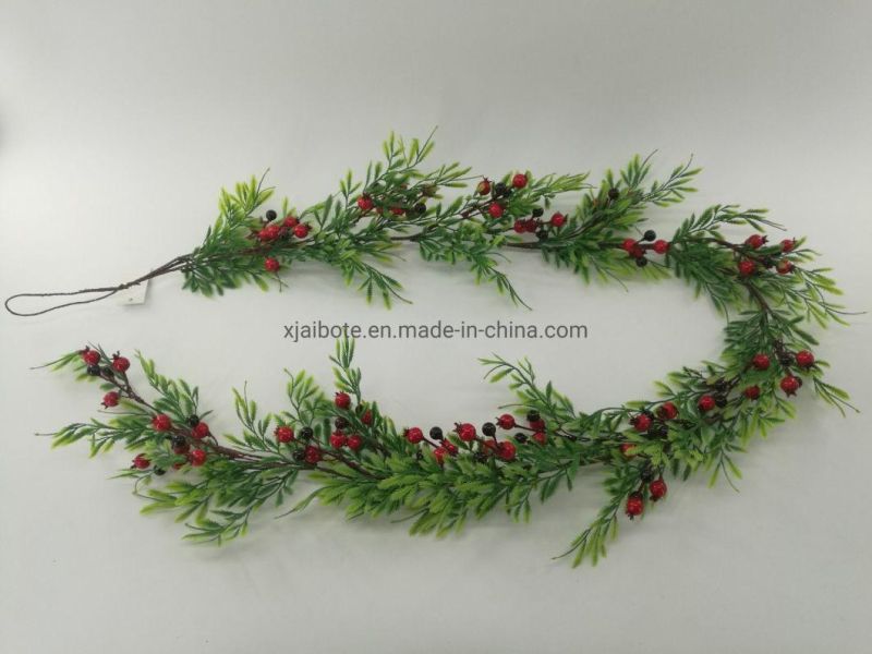 1.7m Artifical Plastic Eucalyptus Garland with Berry--Double Green
