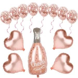 Wine Bottle Aluminum Foil Balloons18 Inch Sequined Latex Balloons