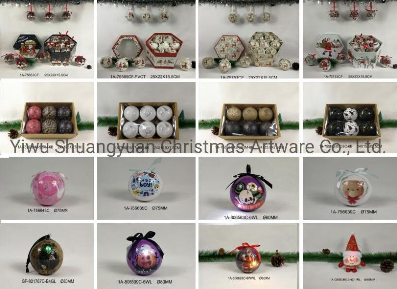 75mm Christmas Paper Wrapped Polyfoam Ball Tree Hanging Balls