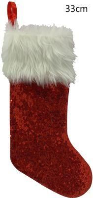 (SH1243) Red Sliver Gold Small Christmas Sequin Stockings