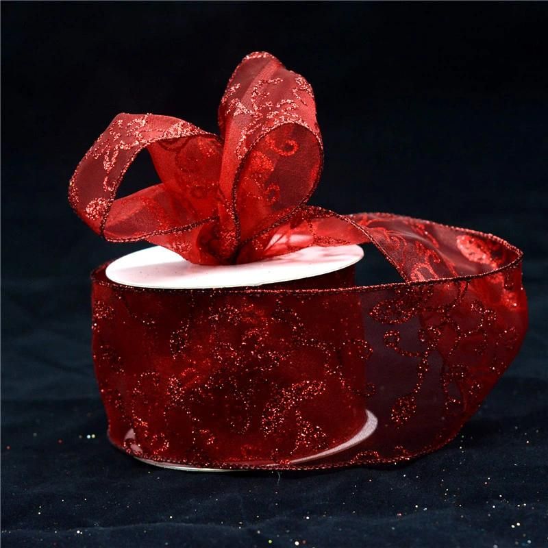Nylon Organza Ribbon with Edge Wire for Gift Decoration