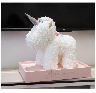 Wholesale Price Valentine 38 Cm PVC Gift Box Christmas Rose Bear PE Foam Rose Unicorn