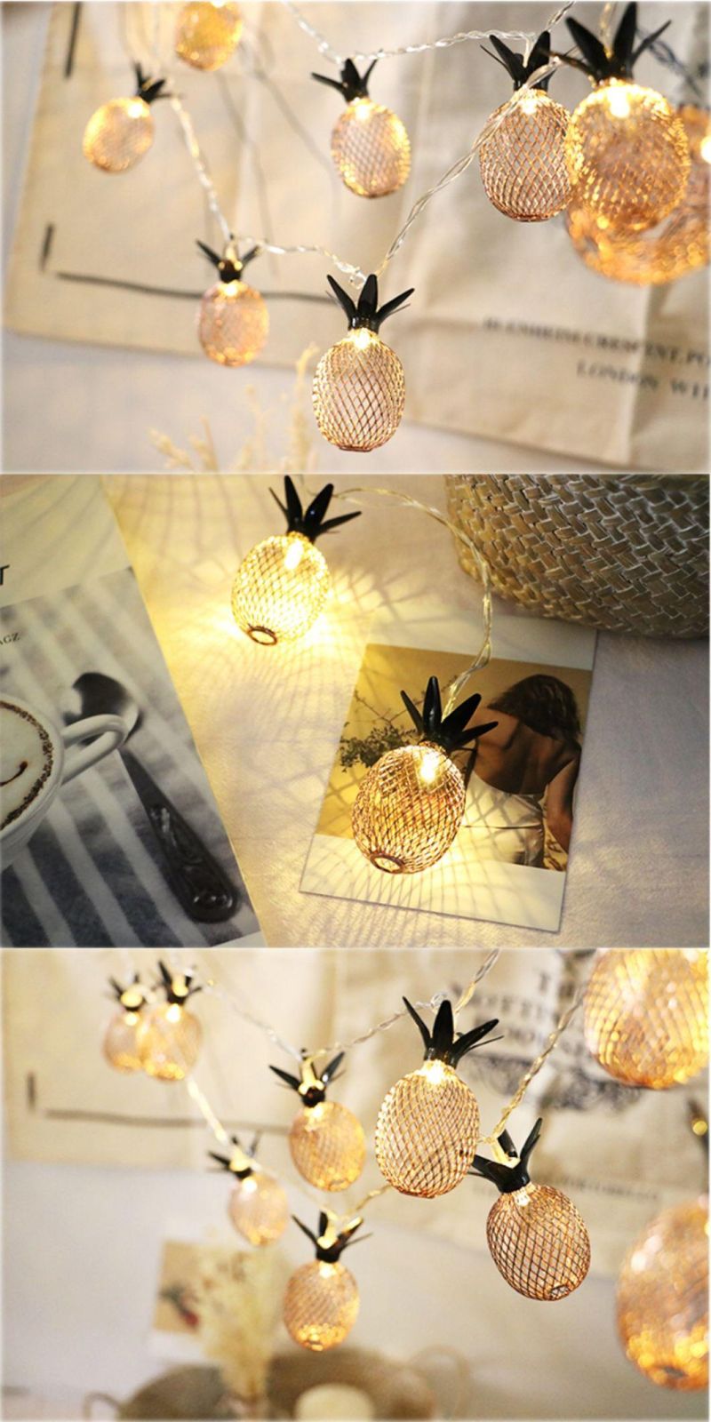 Metal Material Pineapple Fruit LED Lamp String Party Decoration Lighting